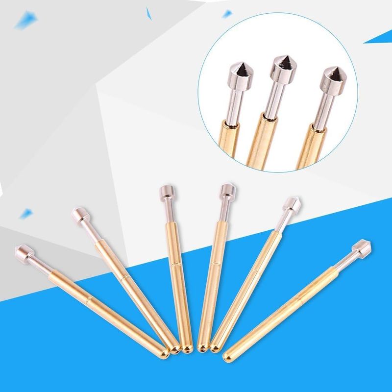 Proba de contacto de resorte Pogo Pin con corriente nominal de 3A 50mΩ Resistencia y trazo de 2,5 mm para pruebas de PCB