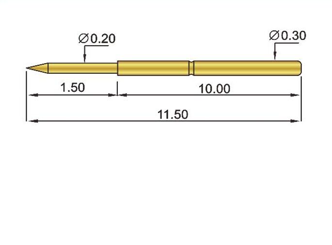 Proba de prueba de resorte de barril de latón recubierto de oro con 1,50 mm de carrera completa y 50 mΩ de resistencia de contacto máxima para pruebas de TIC