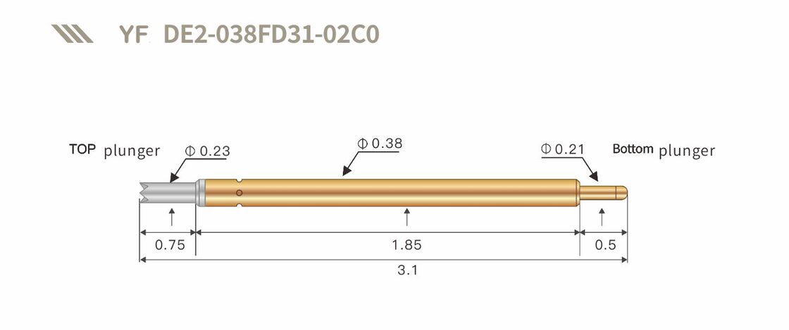 Sonda de prueba de resorte de alta durabilidad chapada en oro | Pogo Pin de tamaños personalizados para pruebas electrónicas